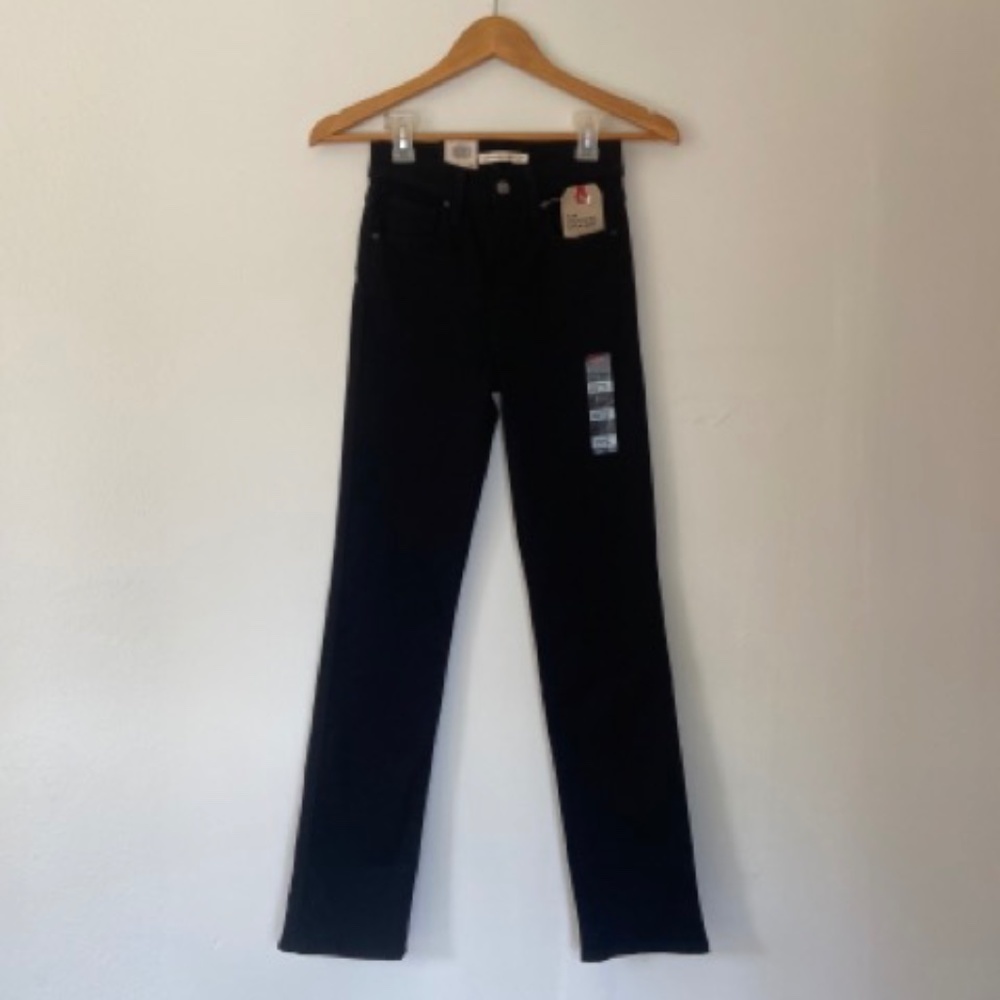 Levi's 724 High-Rise Straight Leg Jeans in Black Denim